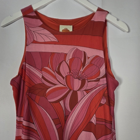 NWT Farm Rio Endless Summer Red Midi Tank Floral Mod Stretch Dress Size S  $190 - Picture 4 of 12